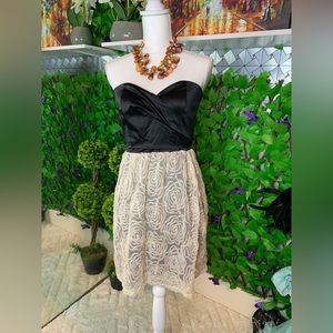 NWT Judith March Women's Size Medium Mini Dress Strapless Floral Satin